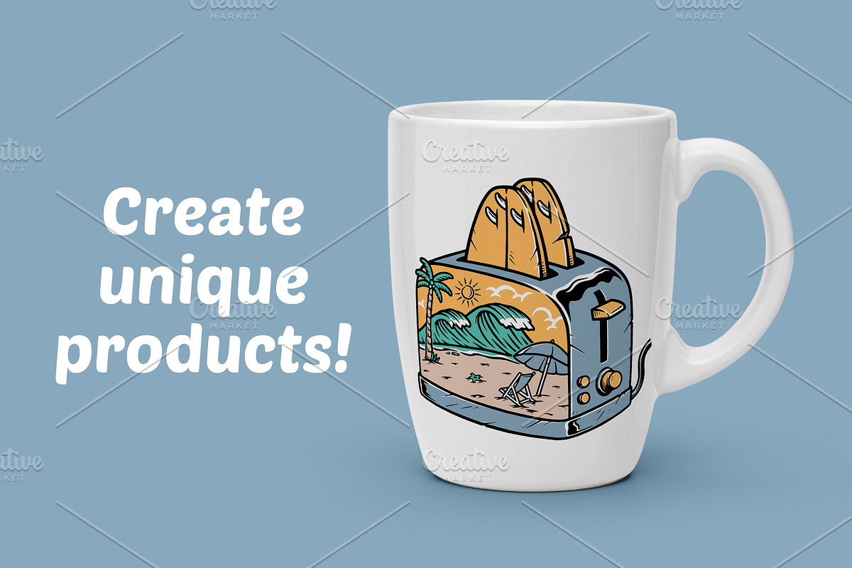 view of the beach in the toaster, an Object Illustration by gunaonedesign (Photo 2 of 4)