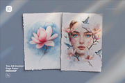 Two A4 Deckled Edge Paper Mockup, a Product Mockup by Custom Scene (Thumbnail 1 of 10)