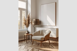 Mockup Frame in a Modern Interior, an Architecture Photo by GFXCity