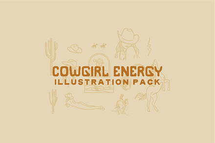Cowgirl Energy Illustration Pack, an Outline Icon by By Meg Burk