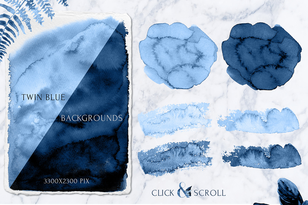 Twilight Garden Blue Watercolor Set, an Object Graphic by Cat In Colour (Photo 9 of 10)