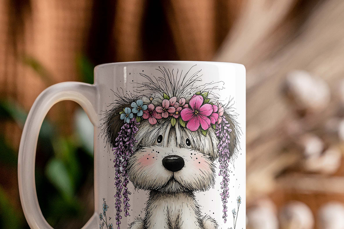 Whimsical Dogs Floral Clipart Spring, a Graphic by one-touch (Photo 4 of 19)