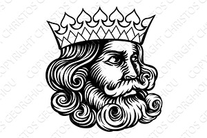 King Medieval Crown Head Face, a Person Illustration by Christos Georghiou