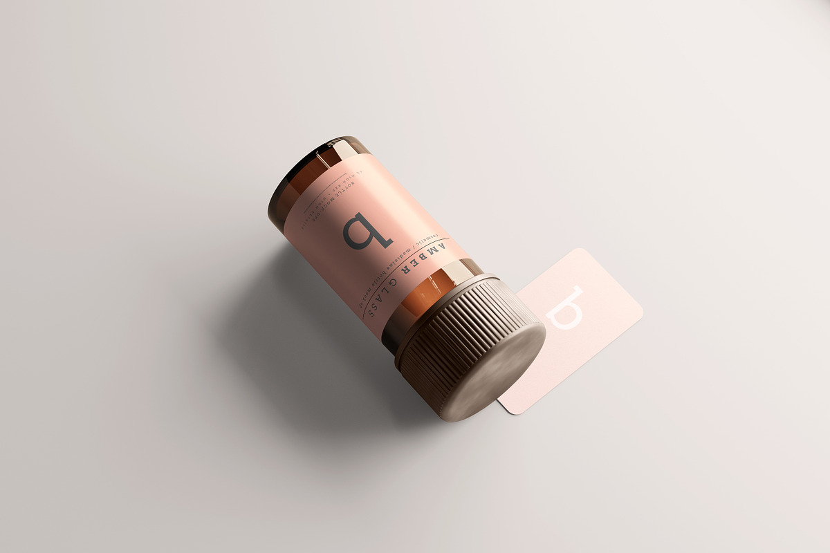 Amber Glass Bottle Mockup, a Cups & Container Mockup by pmvch (Photo 20 of 20)