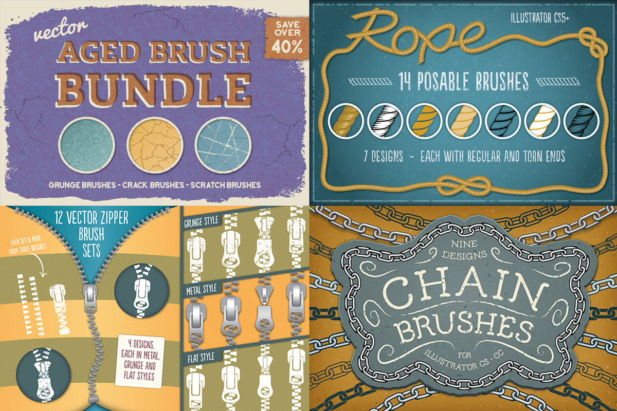 The Illustrator Brushes Mega-Bundle, a Brush Add-On by The Artifex Forge (Photo 4 of 5)