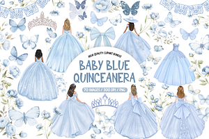 Baby Blue Quinceanera Clipart, an Illustration by TatiMockup