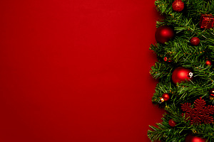 Merry Christmas composition on red background