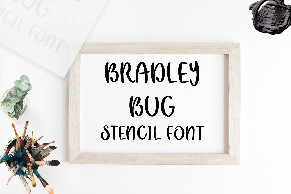 Bradley Bug Stencil Font, a Font by DailyMiracleDigitals,LLC (Photo 1 of 7)