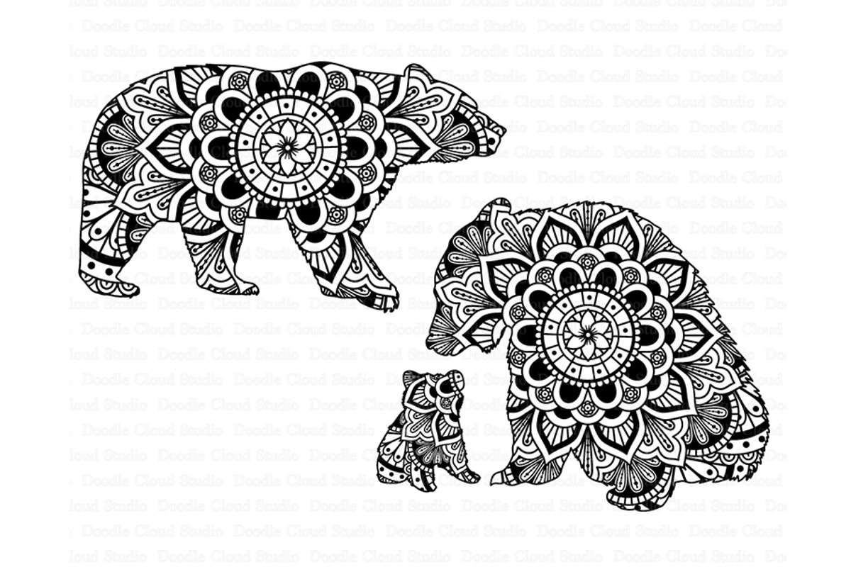 Bear Mandala SVG, Mama & Baby Bear., an Illustration by Doodle Cloud Studio (Photo 3 of 6)
