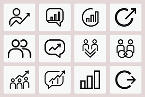 Business Growth Icons, an Outline Icon by Vectorium Studio