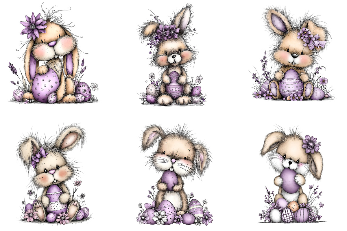 Whimsical Easter Bunny Clipart, an Illustration by GatewayDesign (Photo 2 of 5)