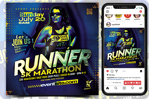 5K Marathon Sport Event Flyer, a Flyer Template by regalDRAW