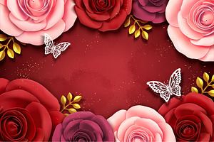 Paper Art Roses Background