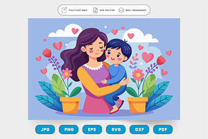 a woman holding a child in her arms,, a Graphic by SaroStock