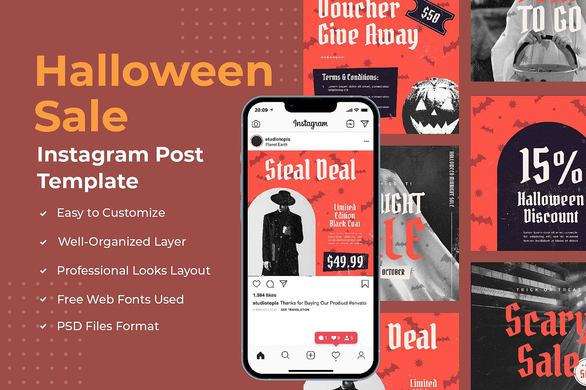 Halloween Sale Instagram Post, a Social Media Template by edukka (Photo 2 of 2)