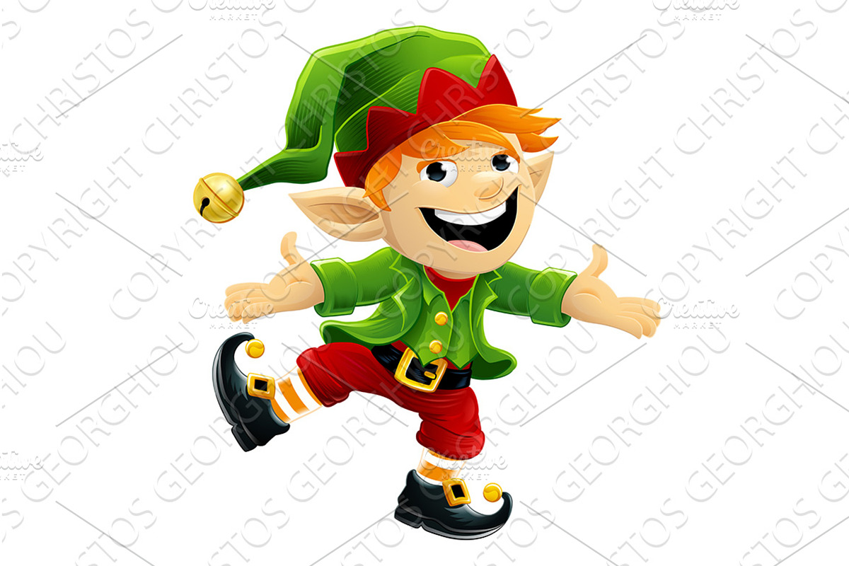 Santa Christmas Elf Helper Cartoon, an Illustration by Christos Georghiou