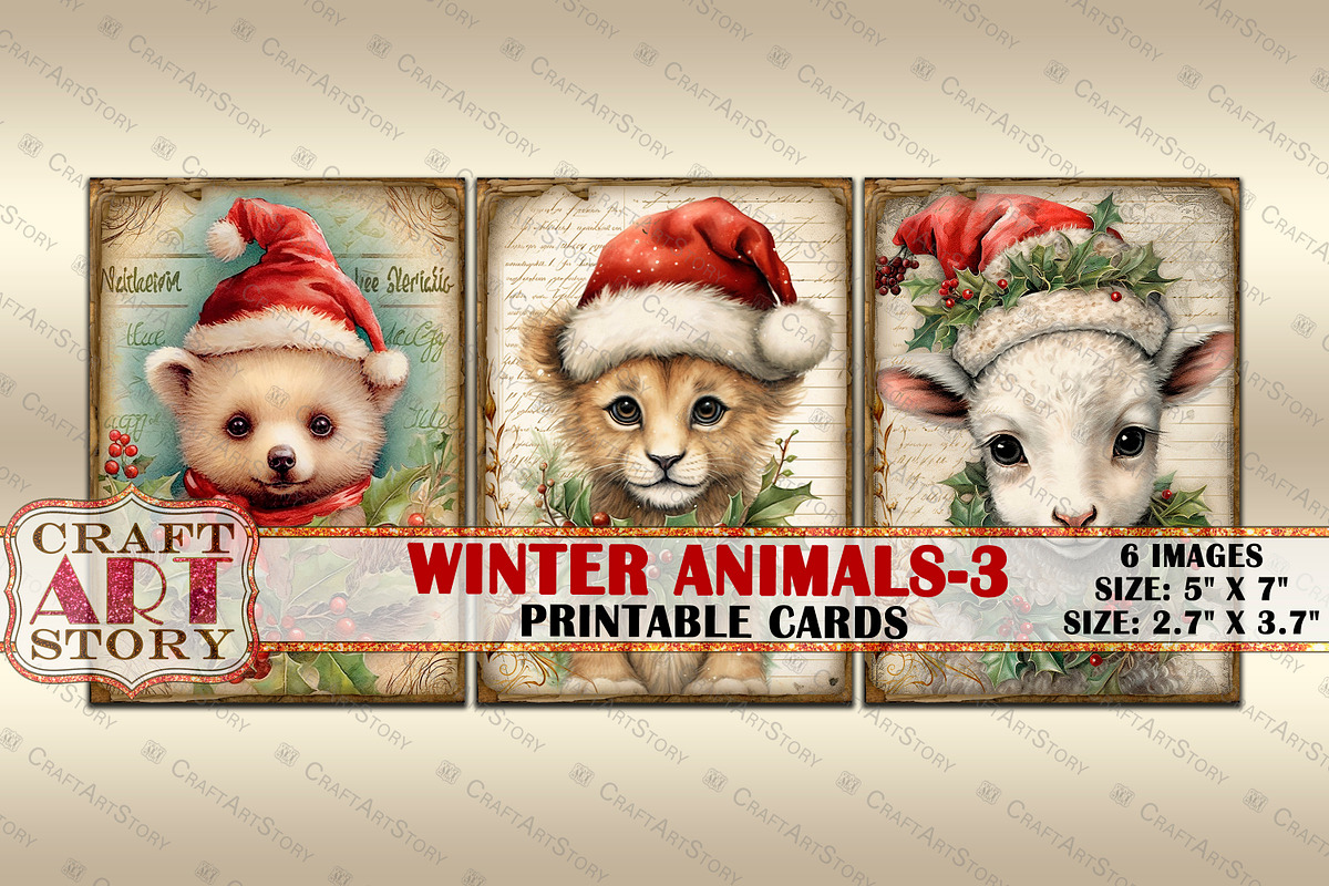 Vintage Christmas animals-3 picture, a Seasonal Illustration by CraftArtStory (Photo 2 of 4)