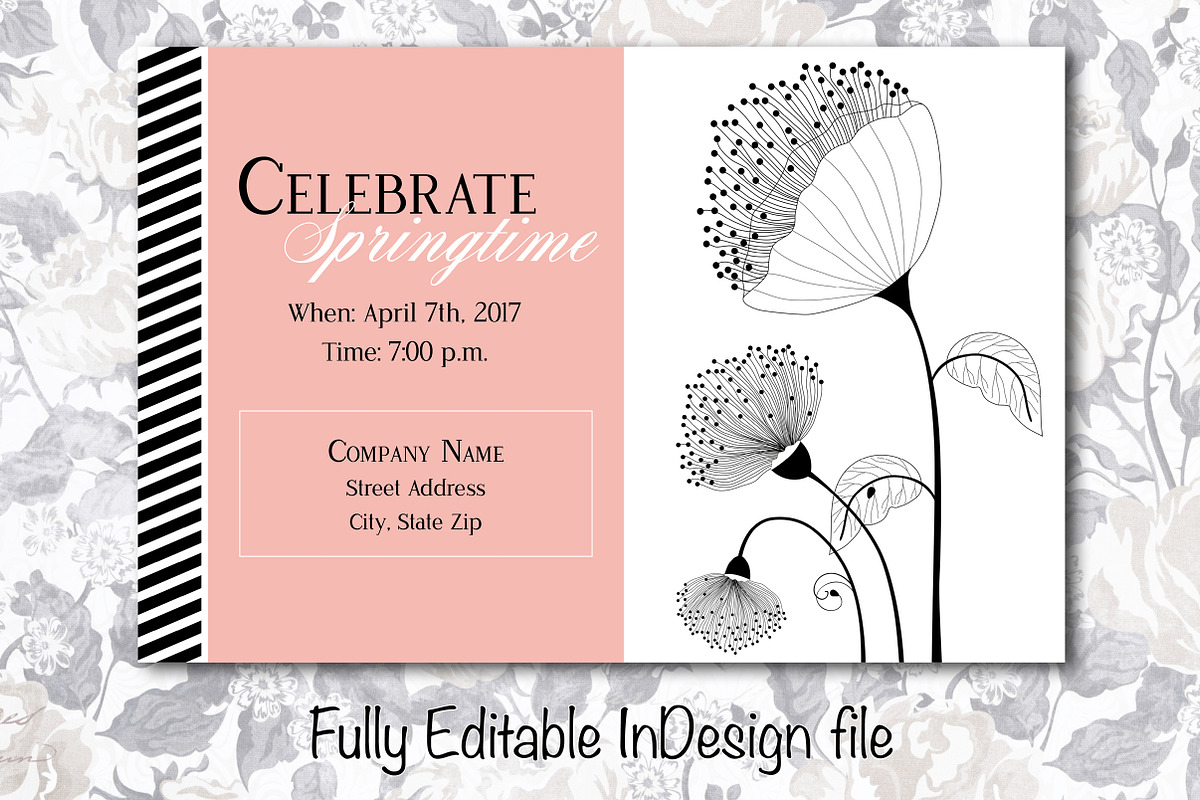 Vintage Floral Spring Party Invite, an Invitation Template by BF Studios