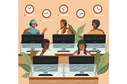 International call center with, a Person Illustration by vectorpointstudio