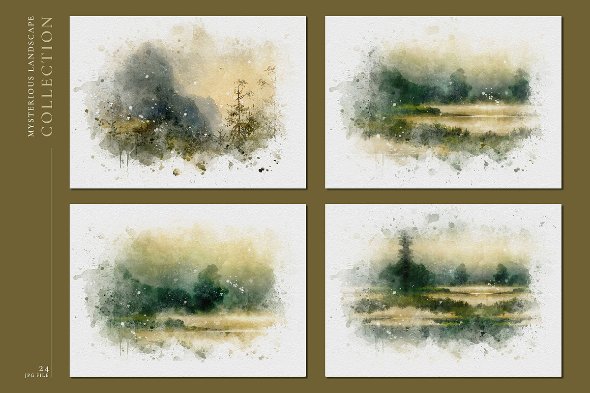 Mysterious Watercolor Landscapes 3, a Background Graphic by Suna Kosem (Photo 9 of 14)
