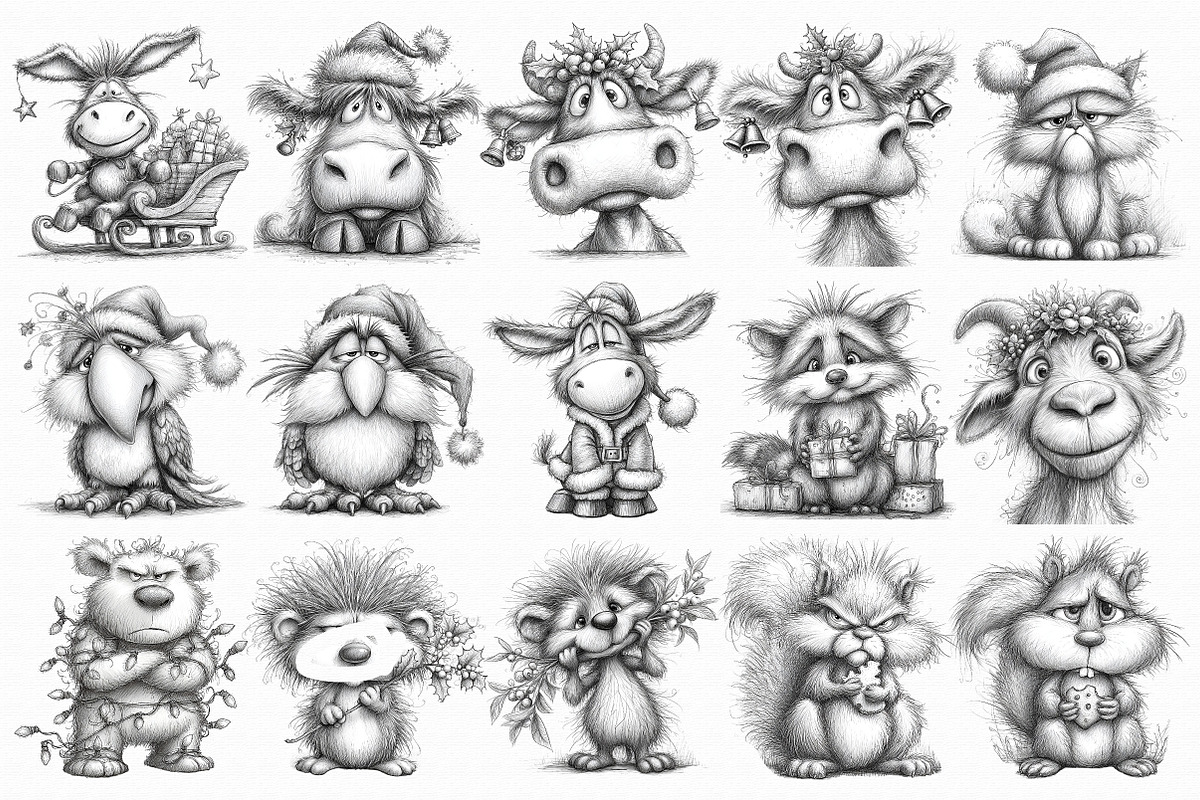 Whimsical Grumpy Christmas Clipart, an Illustration by Libby Wishes (Photo 2 of 7)