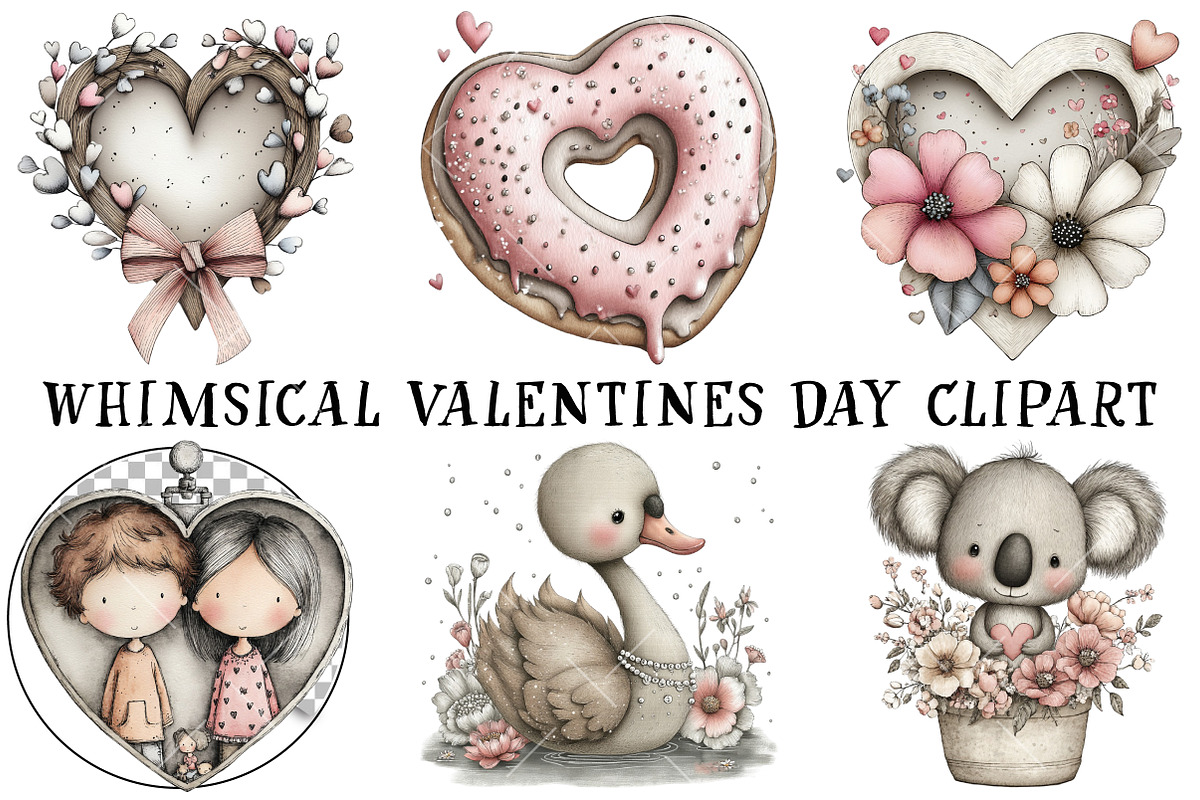 Whimsical Valentines Day Clipart, an Illustration by OK Design (Photo 2 of 6)