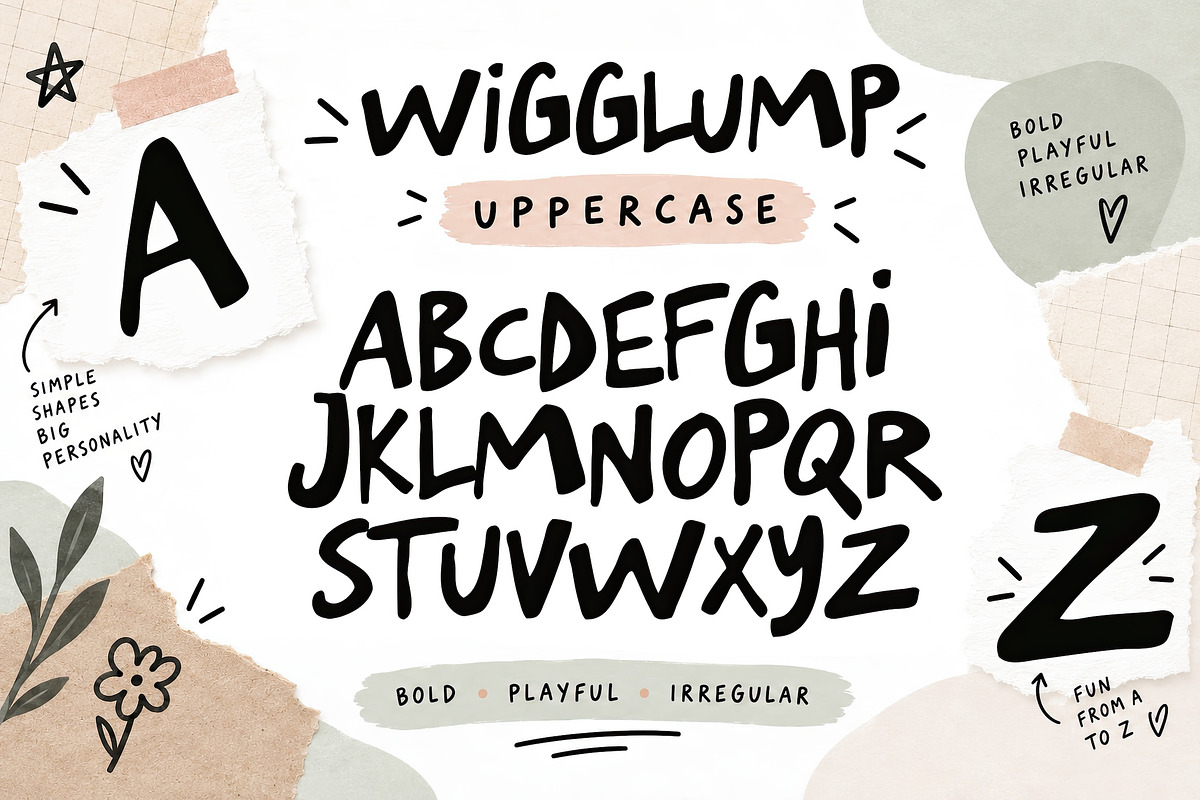 WIGGLUMP - Playful Display Font, a Handwritten Font by Ckybe's Corner (Photo 2 of 9)