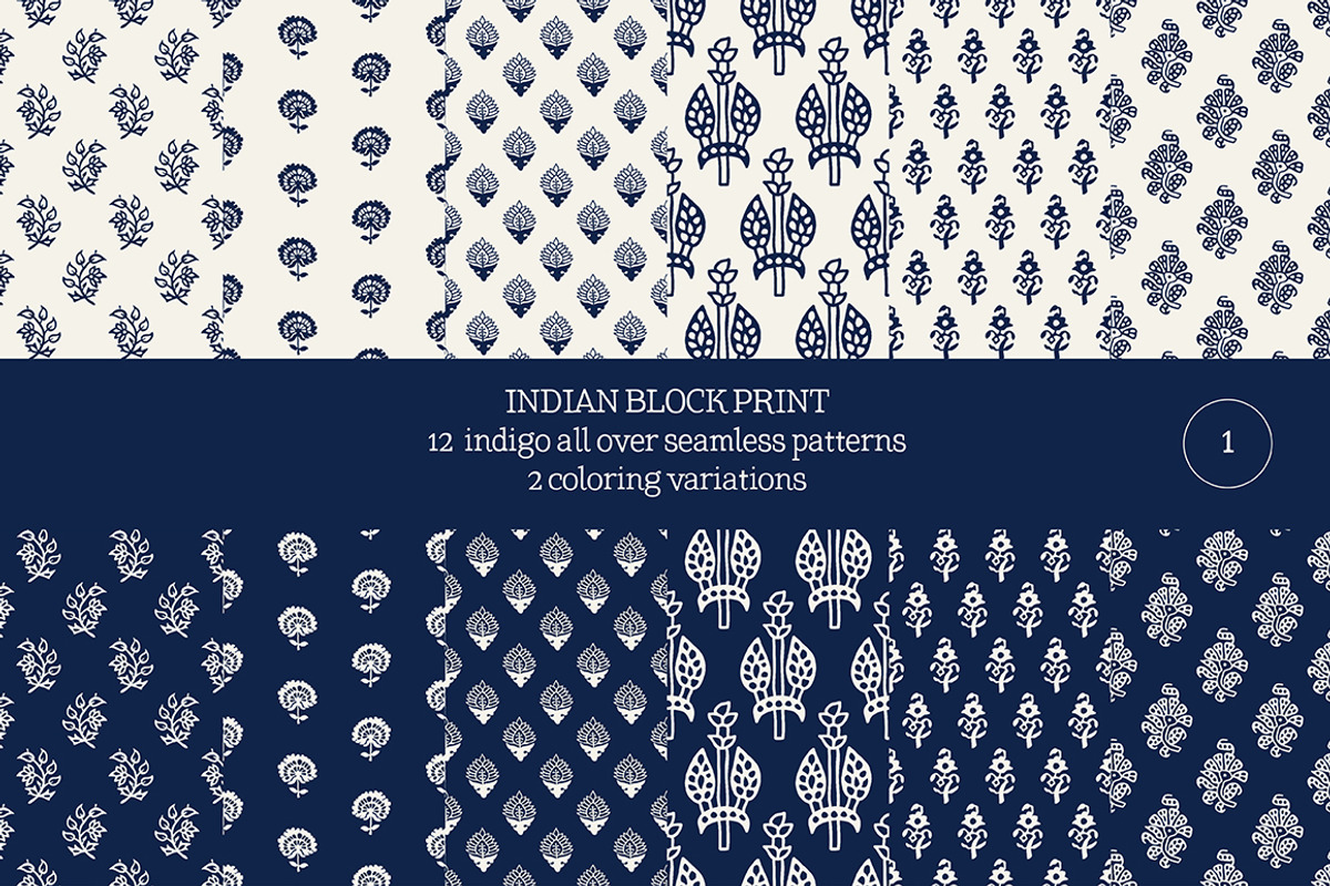Blue Indian Block Print: All Over, a Pattern Graphic by StabuLaRasa illustration (Photo 1 of 2)