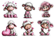 Valentine's Whimsical Lambs Clipart, an Illustration by Dream Creation (Thumbnail 2 of 7)