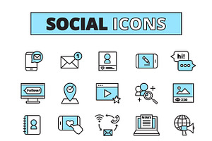 Social Media Line Icons Set