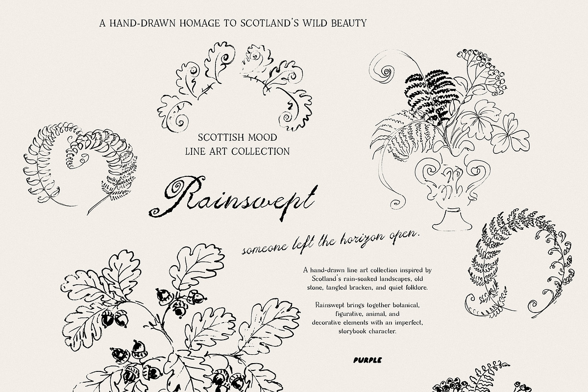 Rainswept Autumn Line Art Collection, an Object Illustration by Purple (Photo 12 of 15)