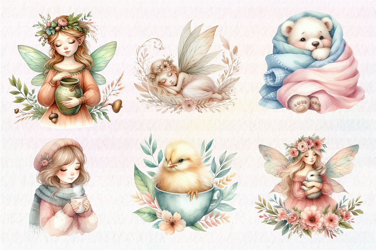 Fairy Girls Forest Animals Clipart, an Illustration by CreationArt (Photo 4 of 5)