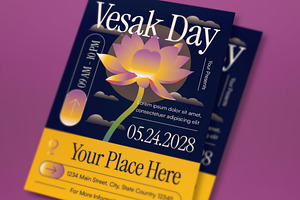 Blue Y2K Vesak Day Flyer Set