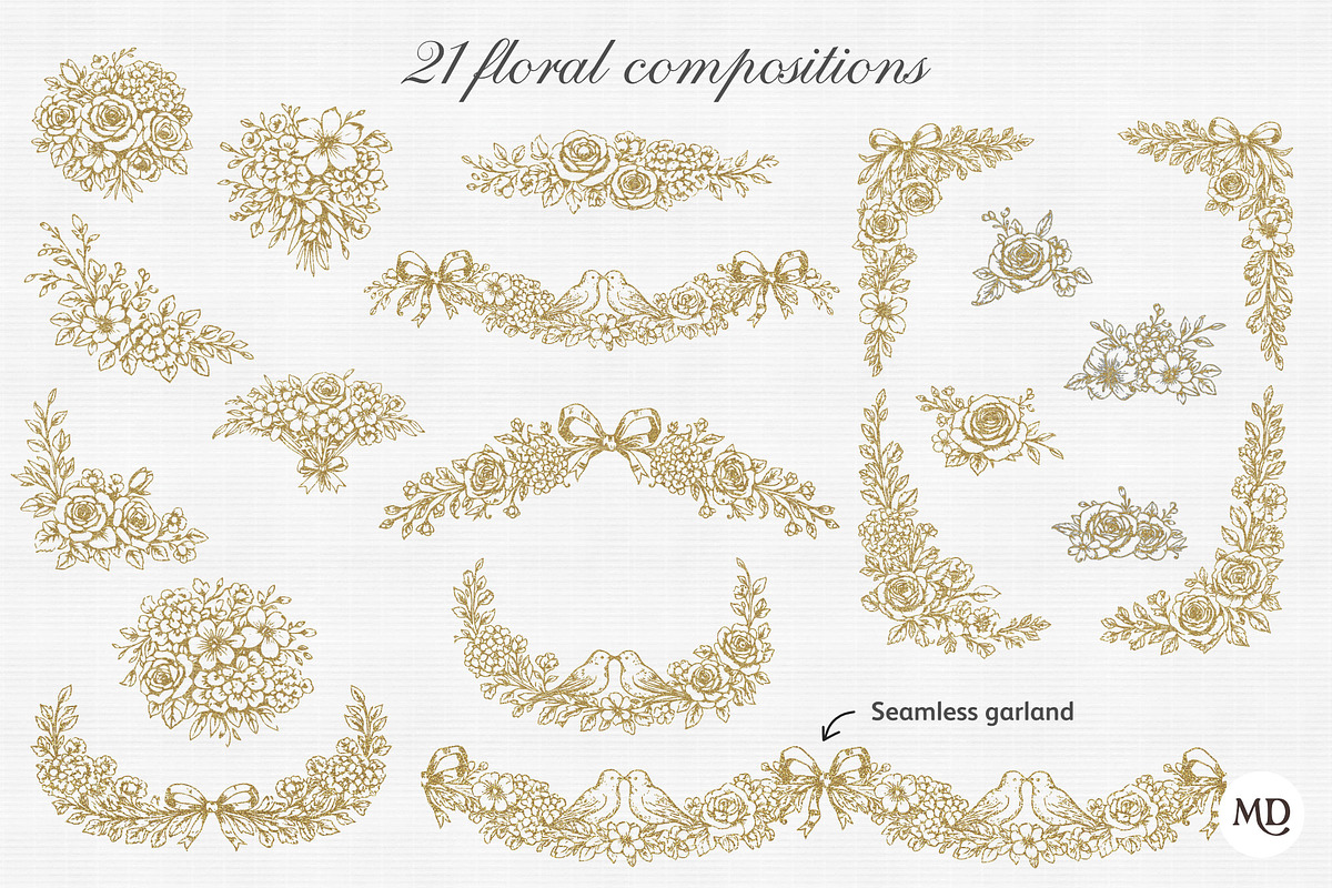 Golden Baroque Wedding collection, a Decorative Illustration by marie dricot (Photo 4 of 9)