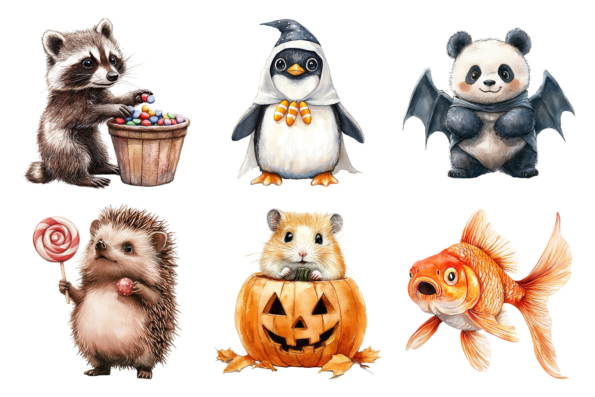 Halloween Funny Animals Clipart, an Illustration by Daily.Designs (Photo 3 of 5)