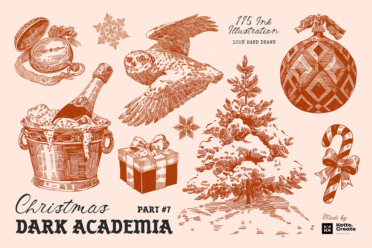 Dark Academia Xmas | Illustration, an Object Illustration by KetteCreate (Photo 1 of 18)