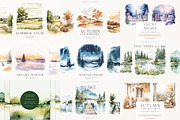 Watercolor Landscapes Bundle, a Decorative Illustration by PeDe Designs (Thumbnail 4 of 14)