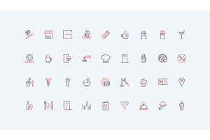 Traditional food & dishes icons, a Food Illustration by Lemberg Vector