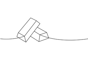 Two gold bars one line continuous, an Object Illustration by GraphiShop
