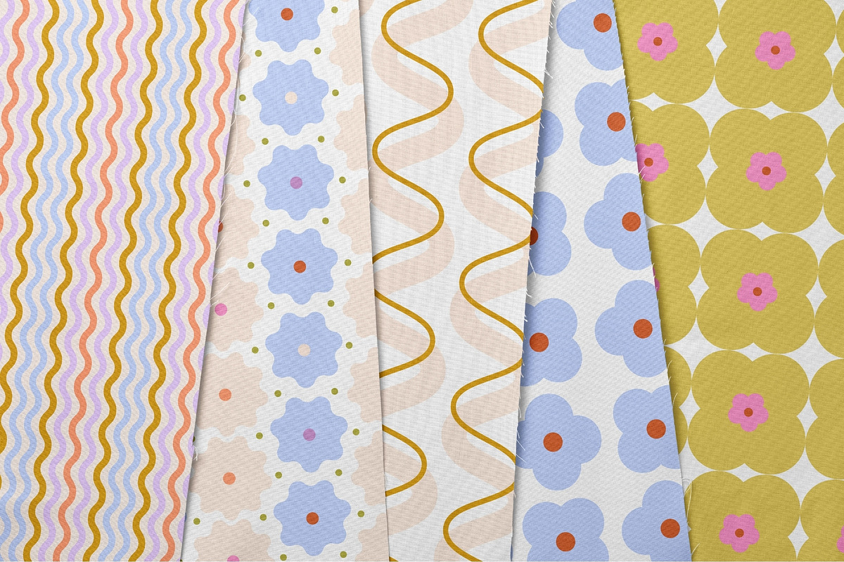 Wave & Blossom Seamless Patterns, a Pattern Graphic by PaperJamLab (Photo 5 of 21)