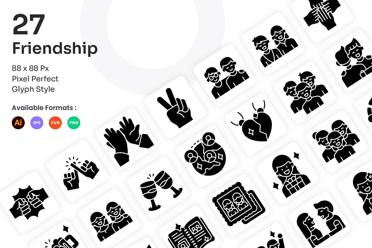 Friendship Icons Set - Glyph, a Solid Icon by Kmg Design (Photo 1 of 2)
