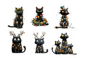 Whimsical Christmas Cats Clipart, an Illustration by Designworld (Thumbnail 4 of 4)