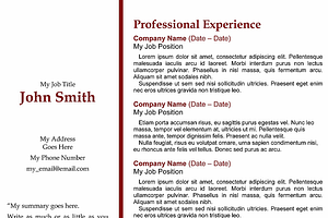 Red Stripe Template Resume