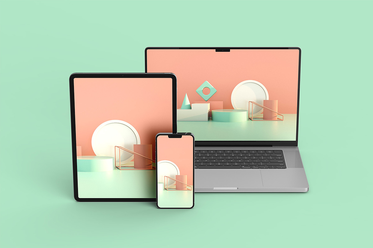 Macbook Pro iPad iPhone 13 Mockups, a Mac Mockup by Illusiongraphic (Photo 8 of 34)