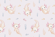 Cute Axolotl-Seamless Set+PNG Files, a Pattern Graphic by tetiartline (Thumbnail 6 of 8)
