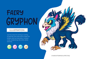 Fairy Cartoon Gryphon., an Animal Illustration by KENO Mascots