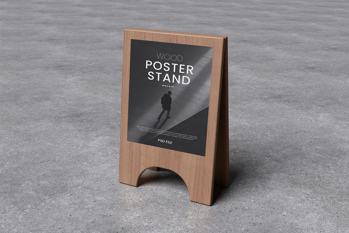 Wood Poster Stand Mockup, a Product Mockup by xavier_studio (Photo 3 of 5)