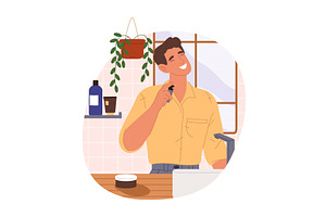 Man using perfume for fresh scent, an Object Illustration by Elegant Solution