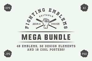 Set of vintage fighting emblems, a Branding & Logo Template by AkimD