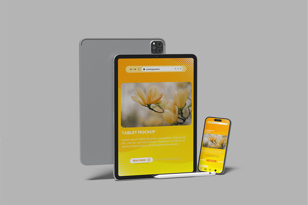 Tablet & Phone Mockup, a Device Mockup by rizalamora (Photo 9 of 11)